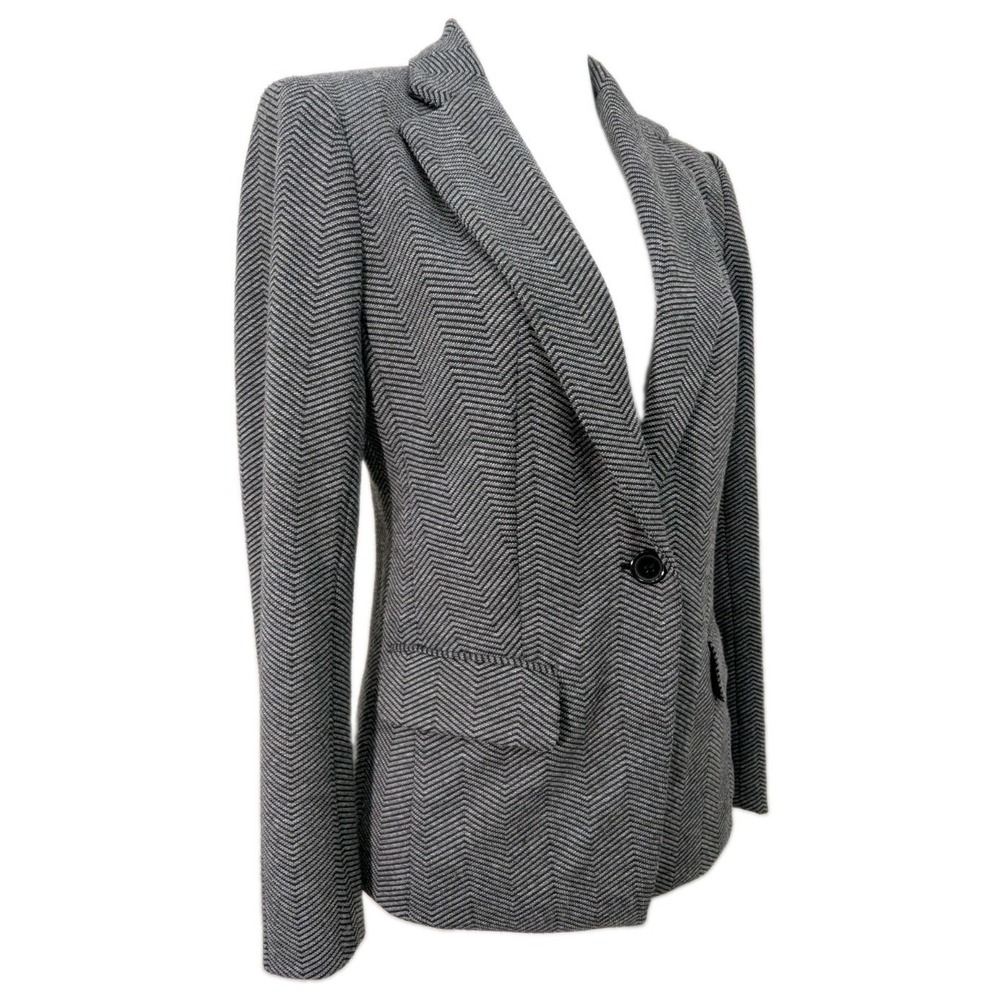 Magaschoni Gray And Black Herringbone Single Button Blazer Women's Size Small - Picture 4 of 7